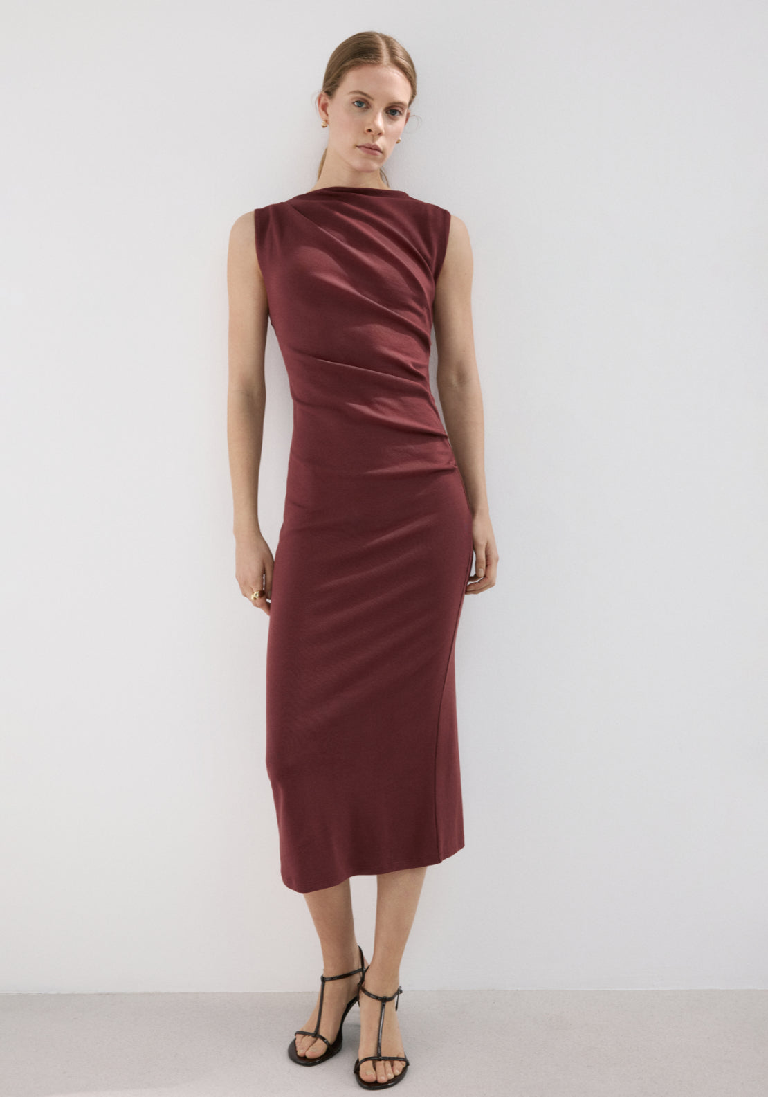 Long Draped Dress - Orange
