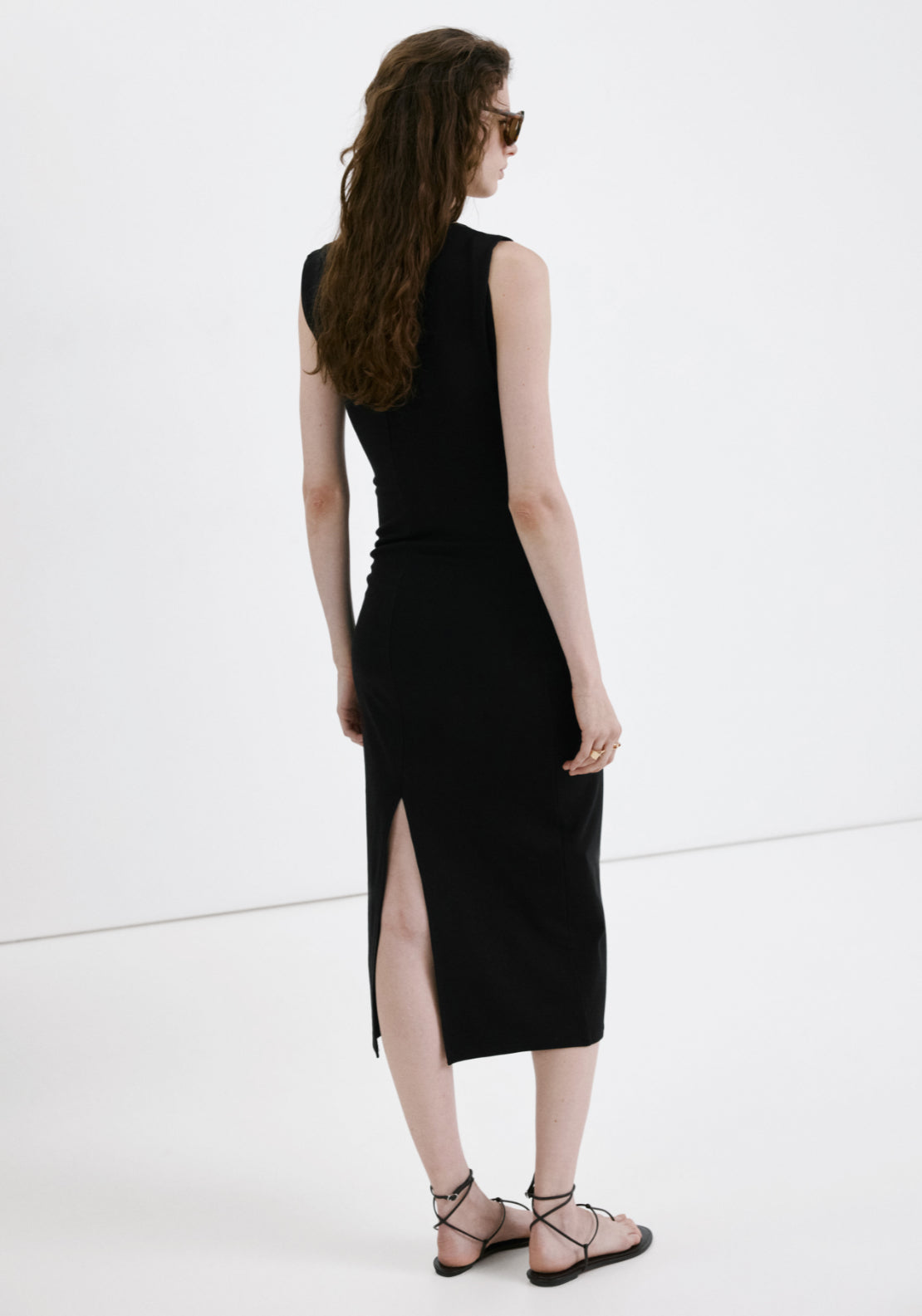 Long Draped Dress - Black
