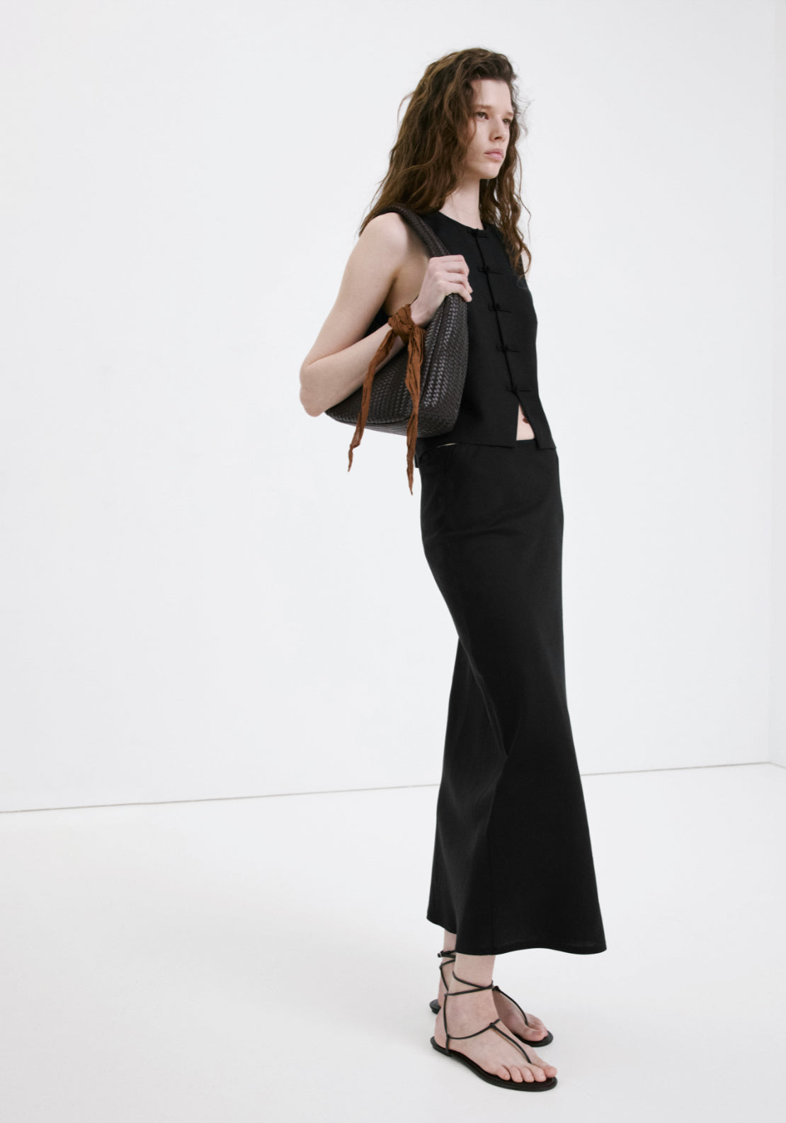 Woven Braided Shoulder Bag - Brown