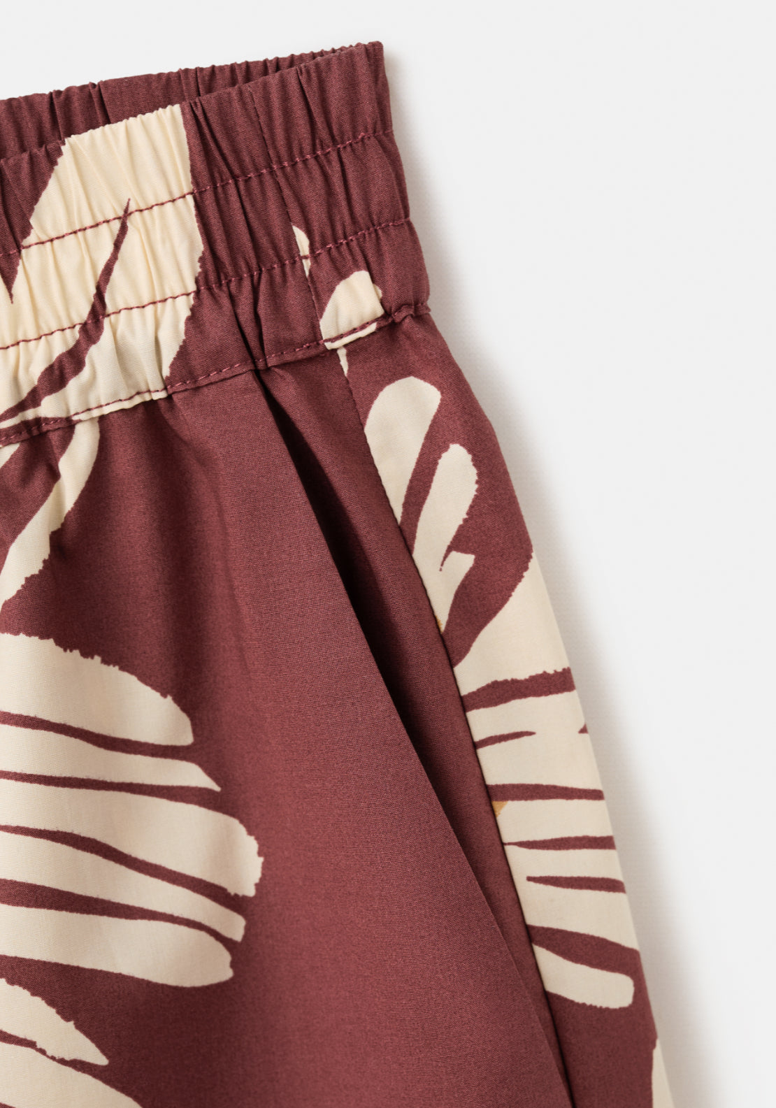 Printed Cotton Blend Short - Burgundy