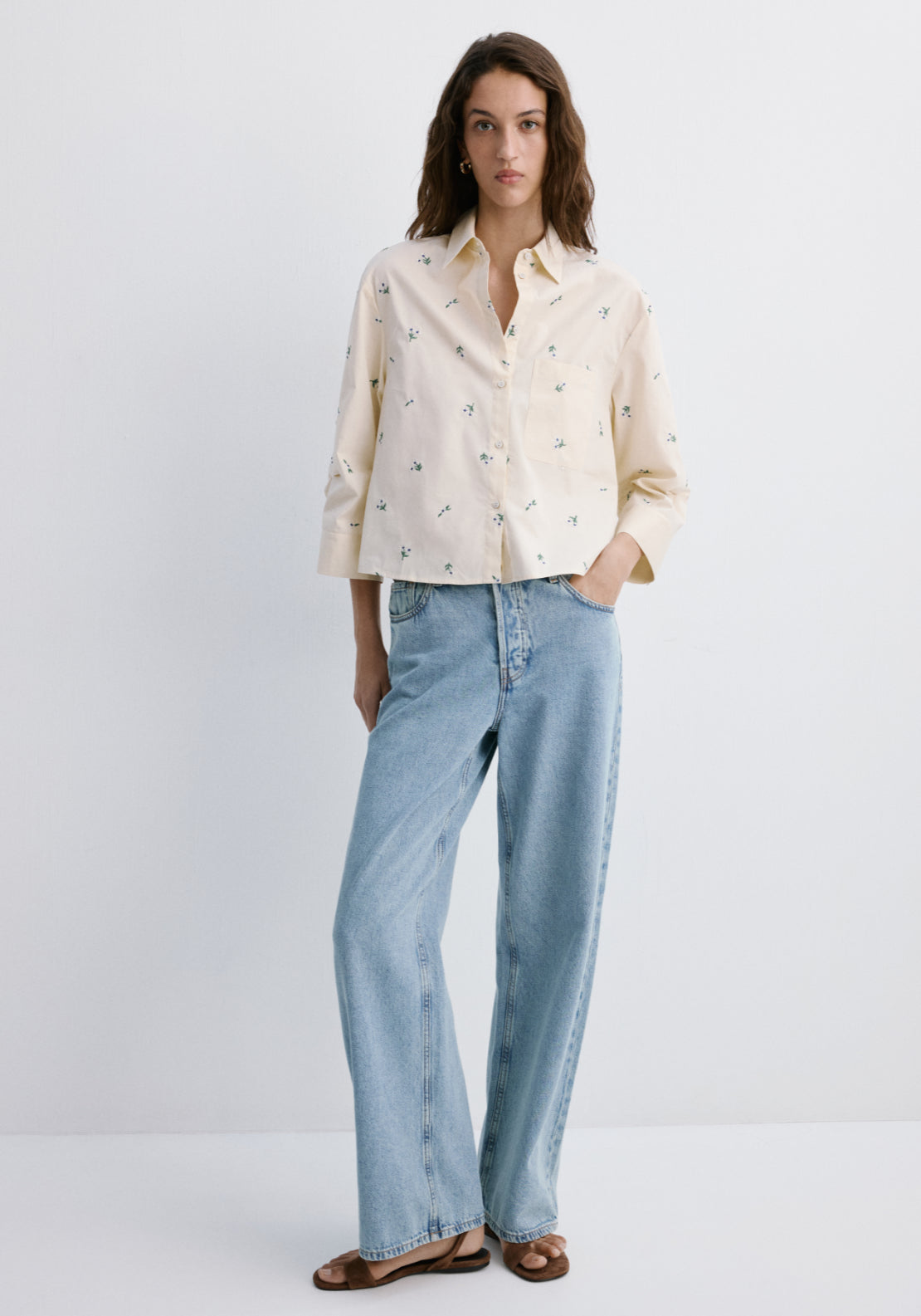 Embroidered Cotton Shirt - Yellow