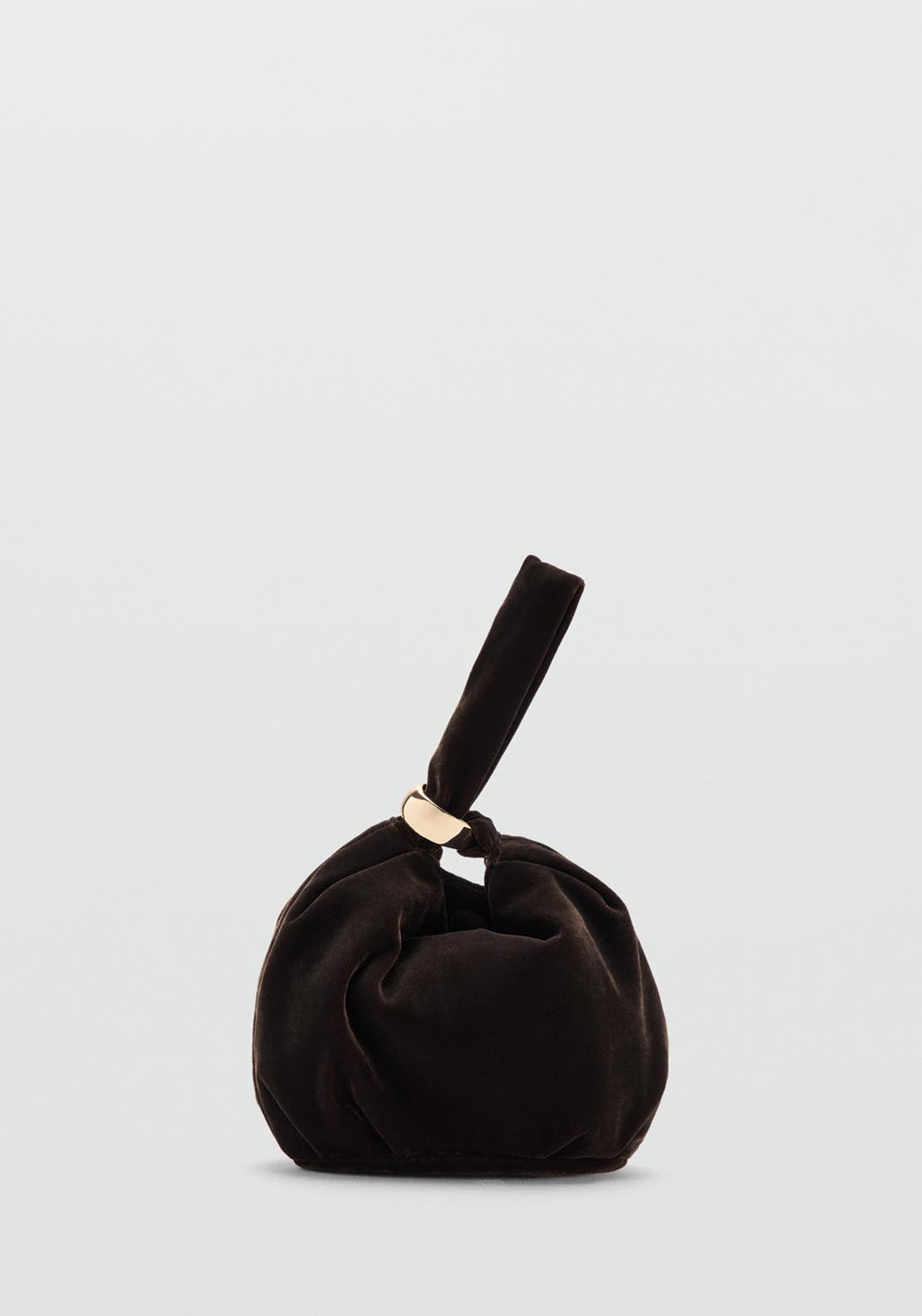 Mango Velvet Handbag With Metallic Detail - Brown 1 Shaws Department Stores