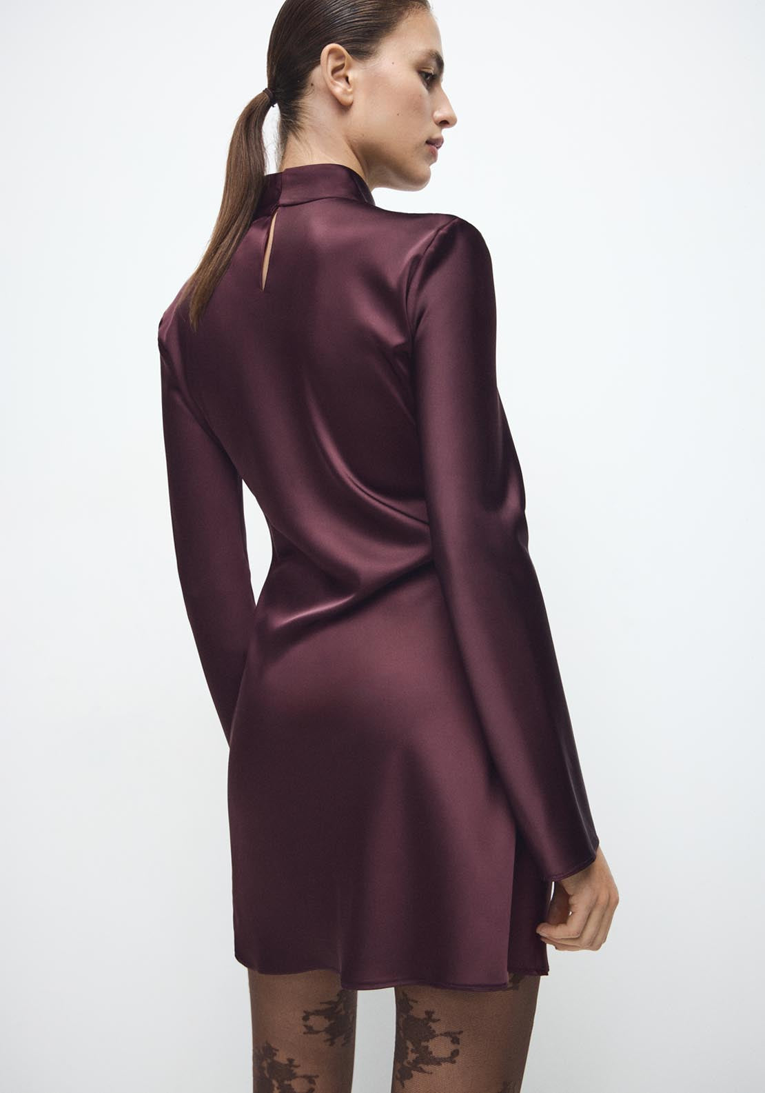Satin Dress With Pleat Detail - (unknown)