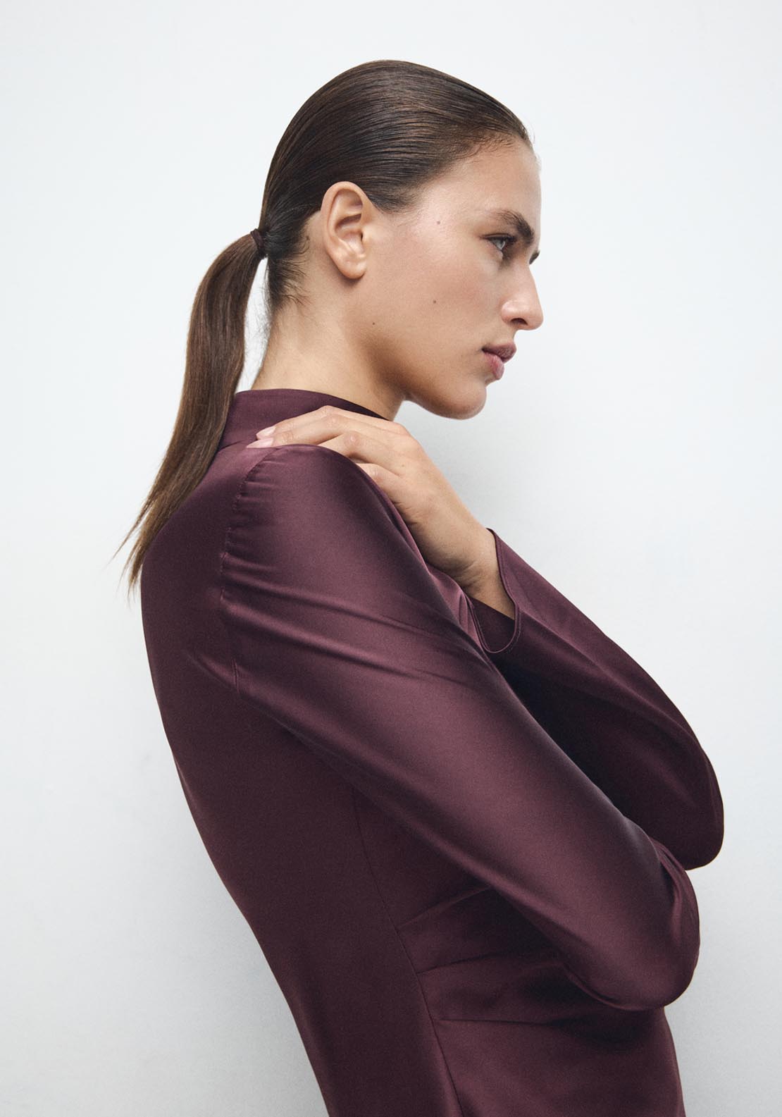 Satin Dress With Pleat Detail - (unknown)