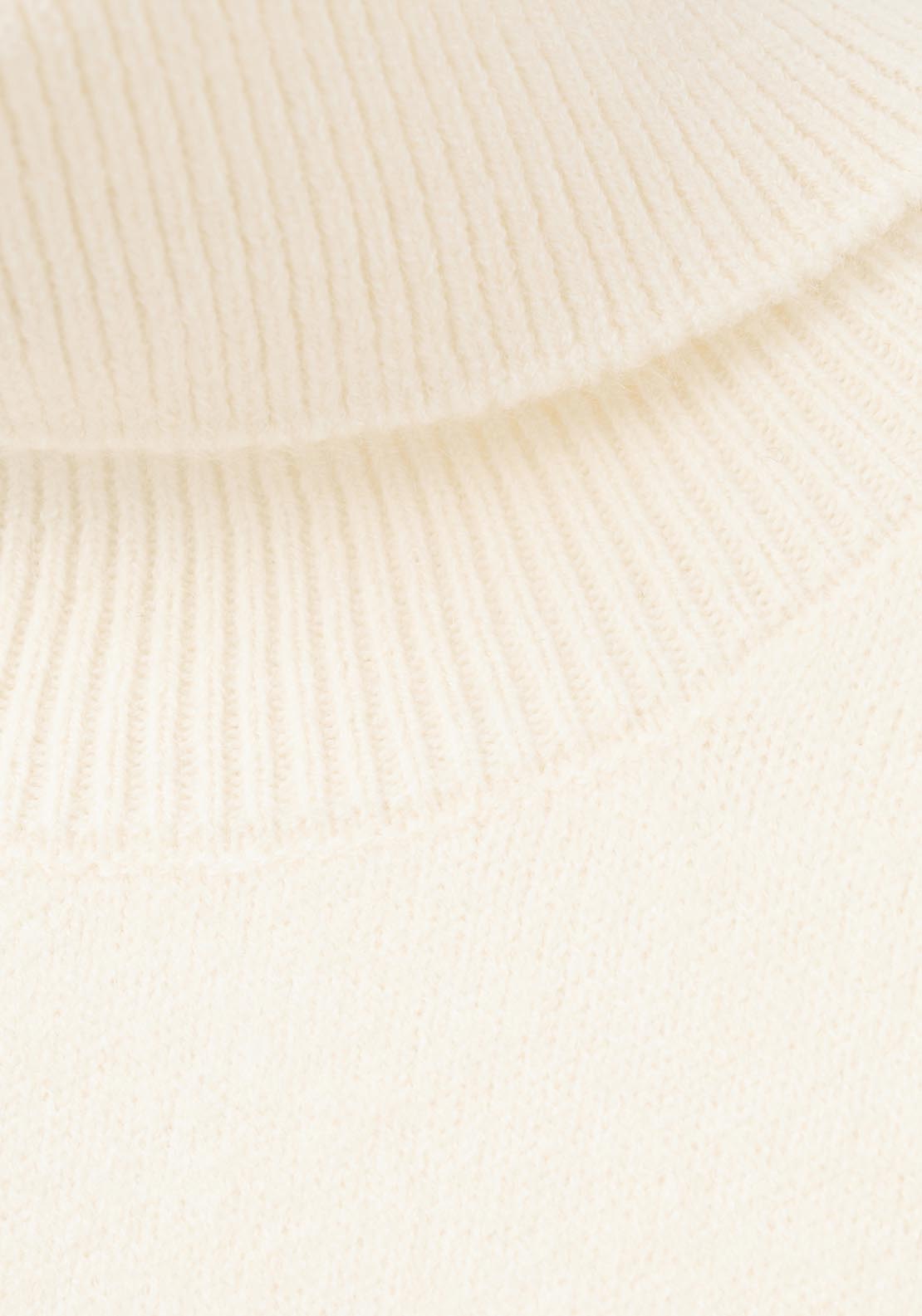 Turtleneck Knit Top - Beige