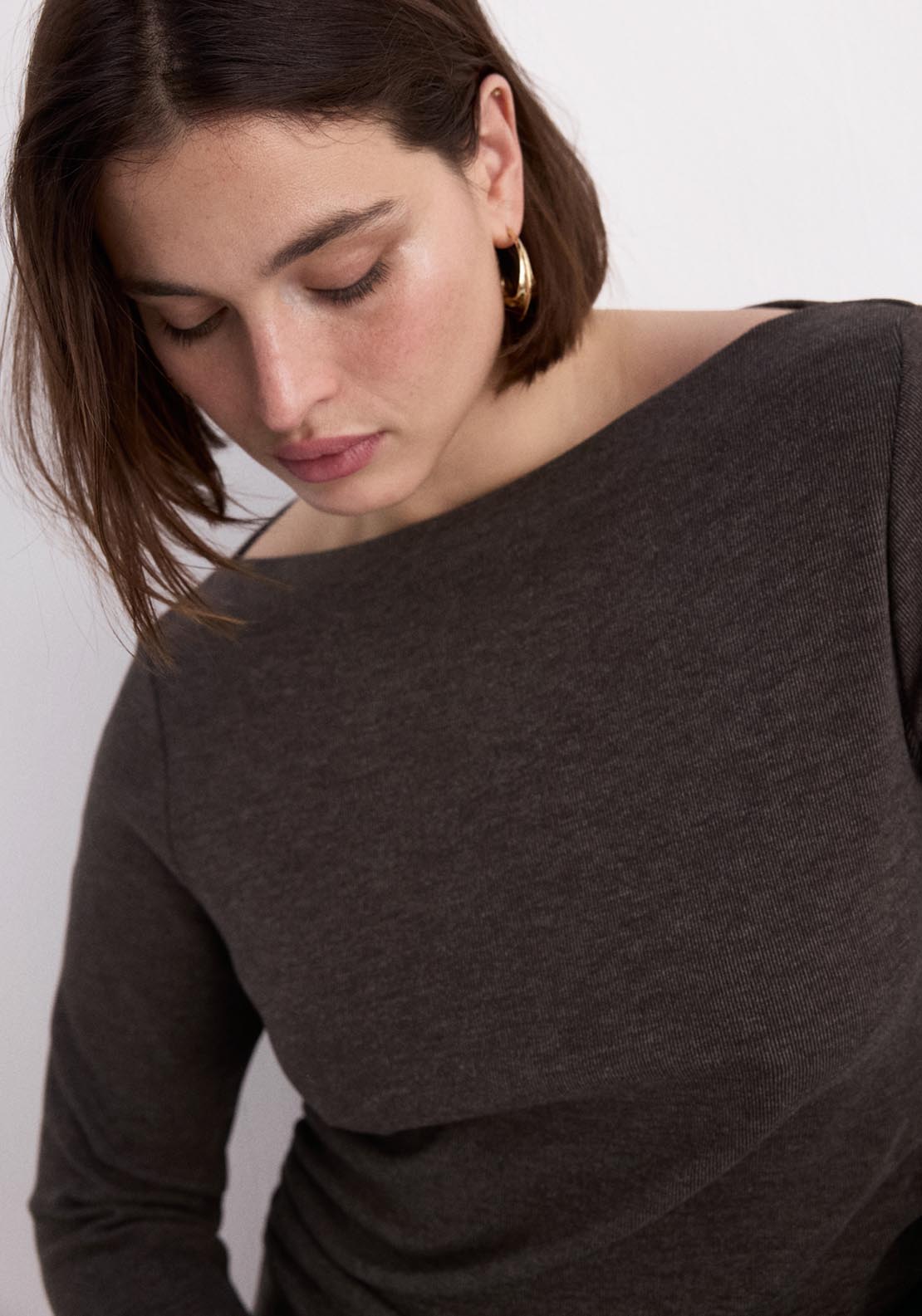 Fitted Sweater Dress - Brown