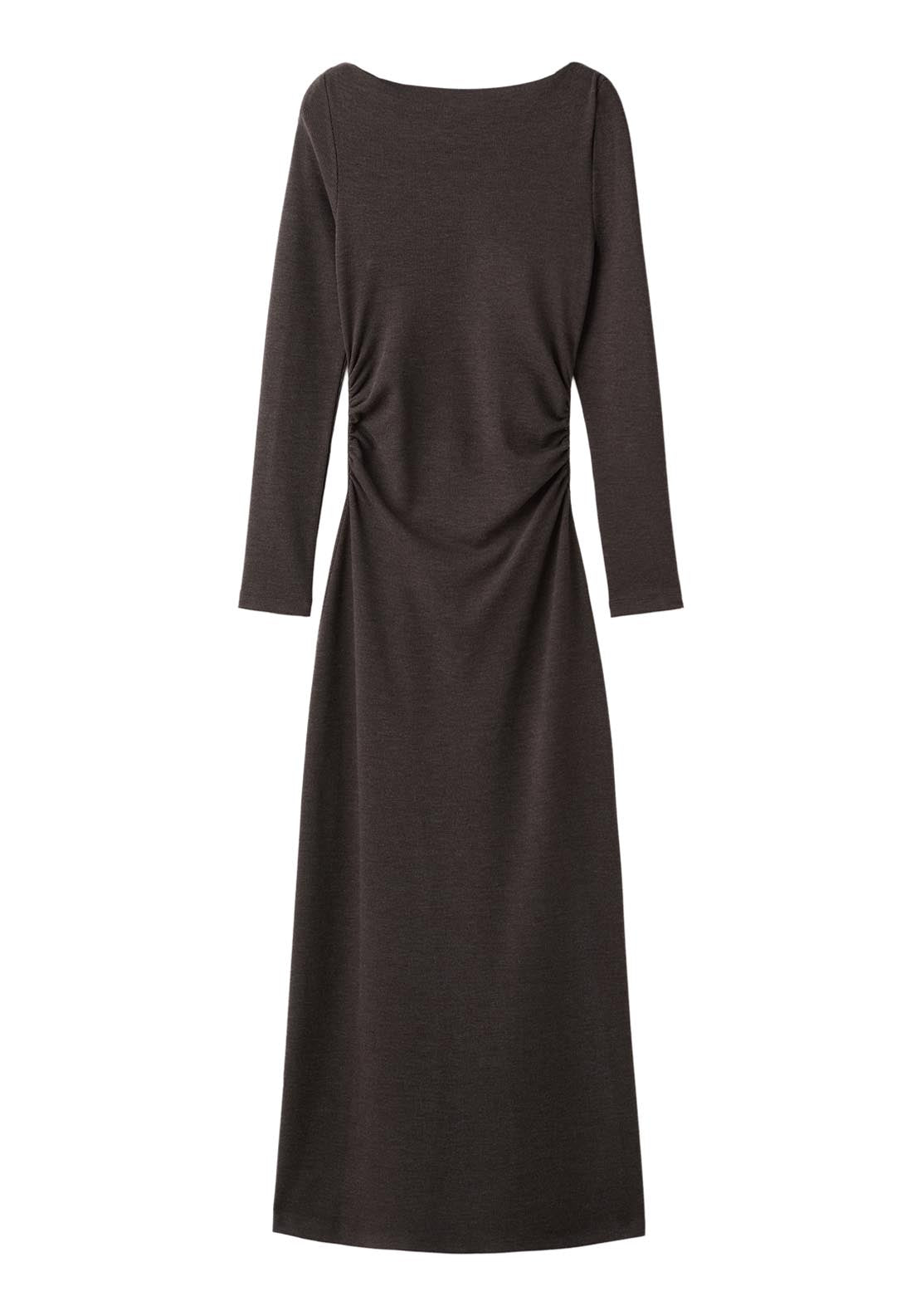 Fitted Sweater Dress - Brown