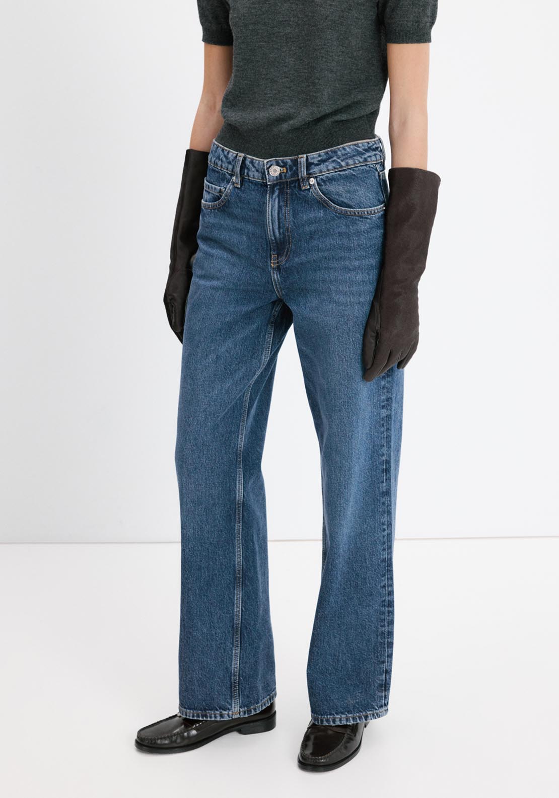 Low Waist Straight Leg Jeans - Blue