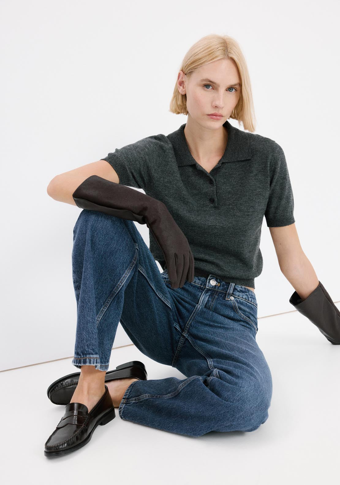 Low Waist Straight Leg Jeans - Blue
