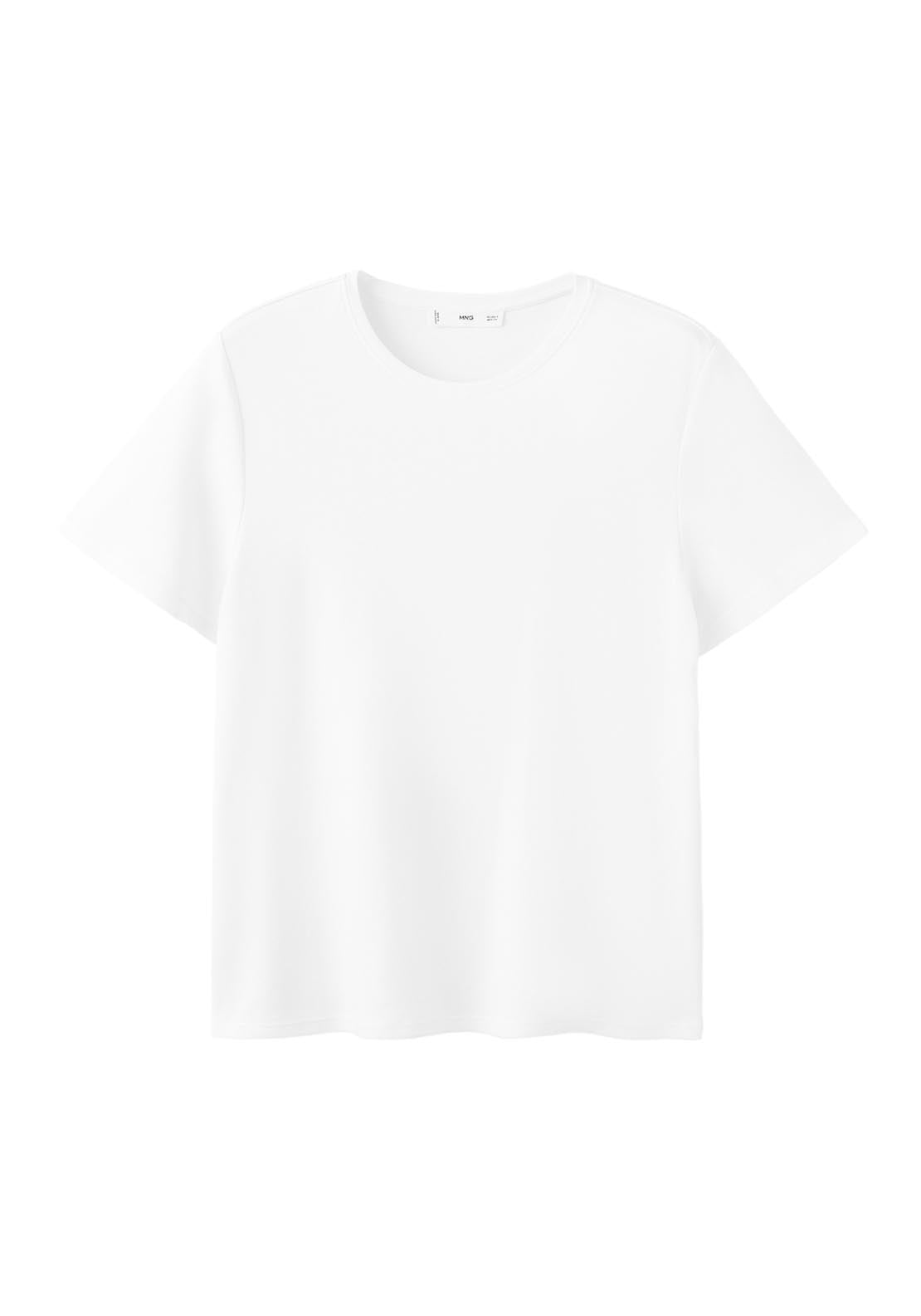 Mango Short Sleeved Cotton T Shirt - White 7 Shaws Department Stores