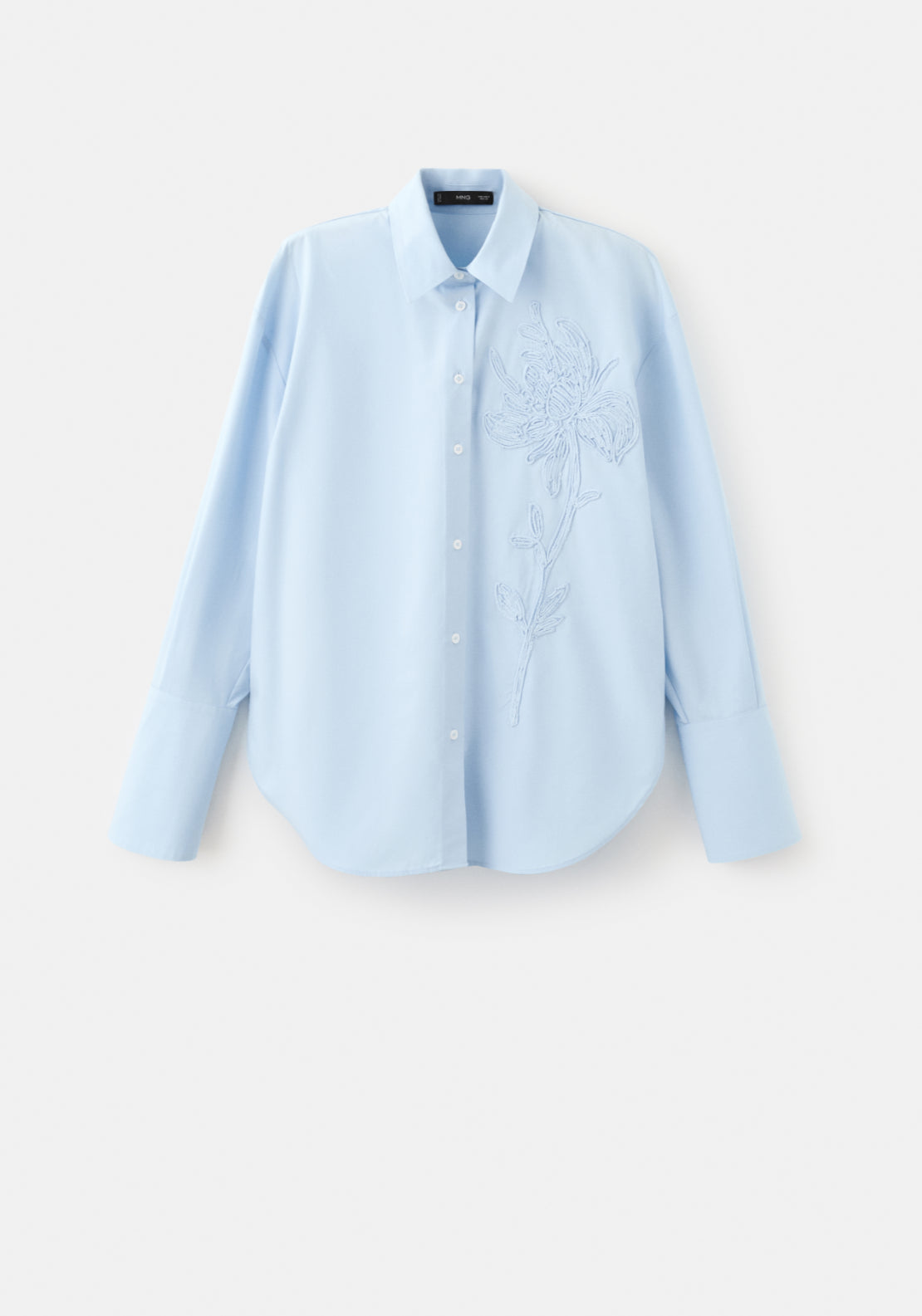 Floral Embroidered Shirt - Light Blue