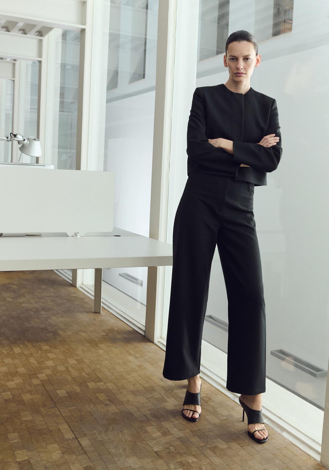 Mid Rise Suit Trousers - Black