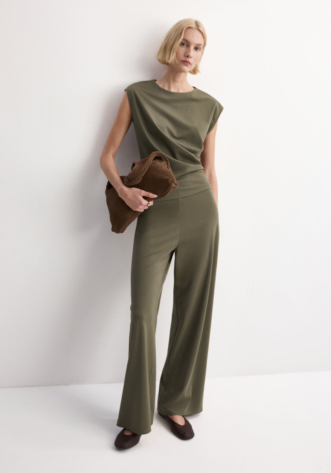Mango T-Shirt With Gathered Details - Green 4 Shaws Department Stores