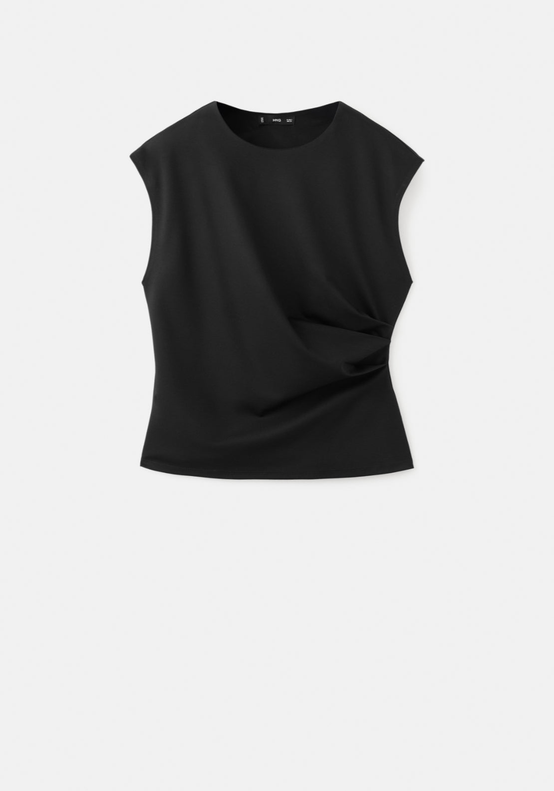 T-Shirt With Gathered Details - Black