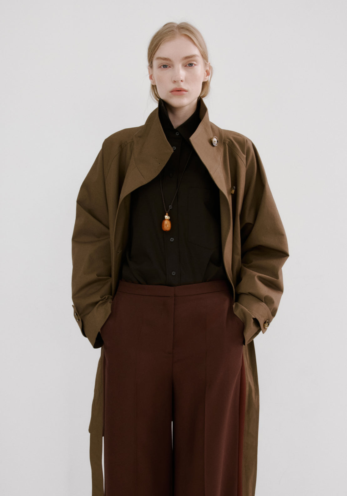 High Waisted Lyocell Pants - Orange
