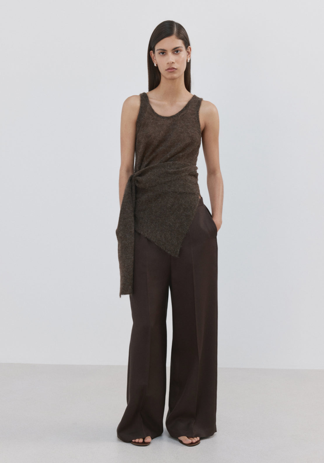 High Waisted Lyocell Pants - Brown