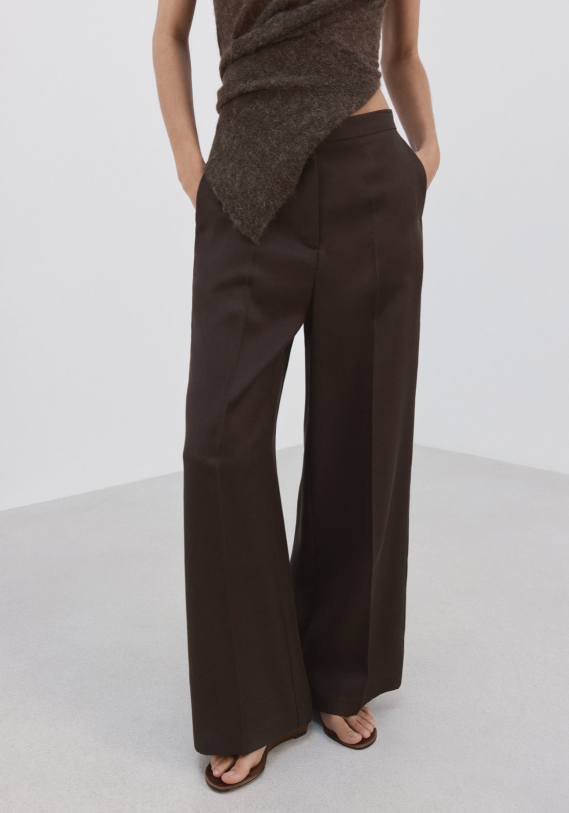 High Waisted Lyocell Pants - Brown