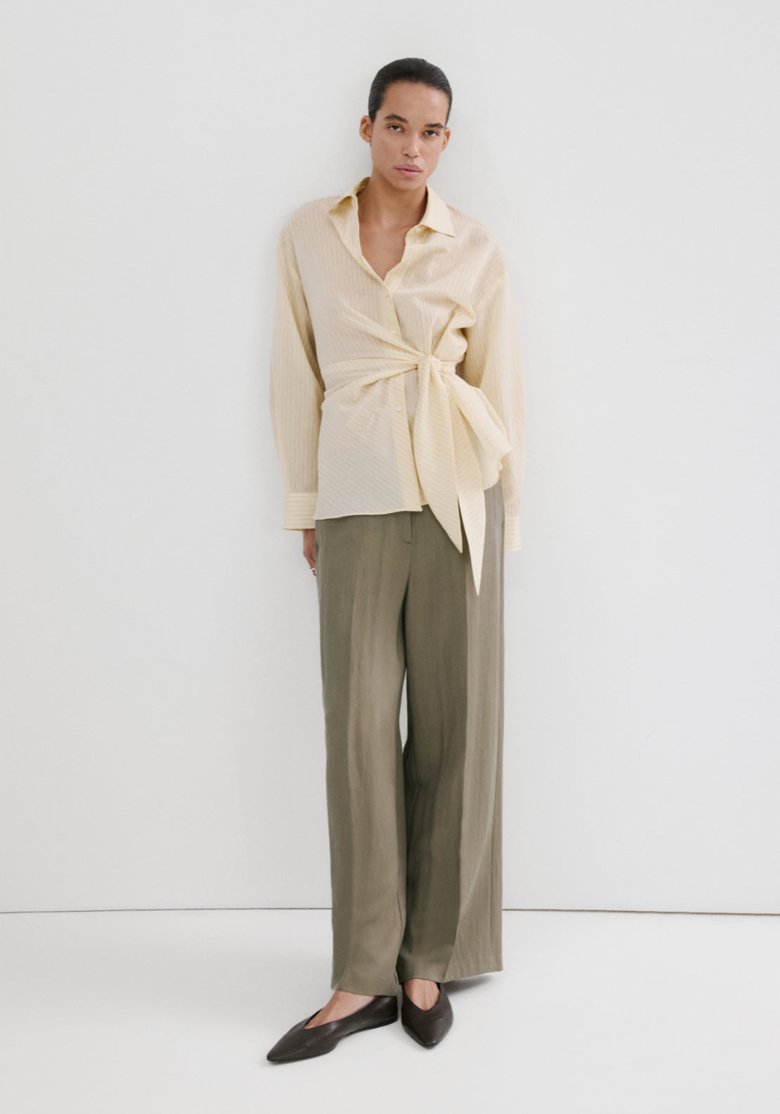 High Waisted Lyocell Pants - Green