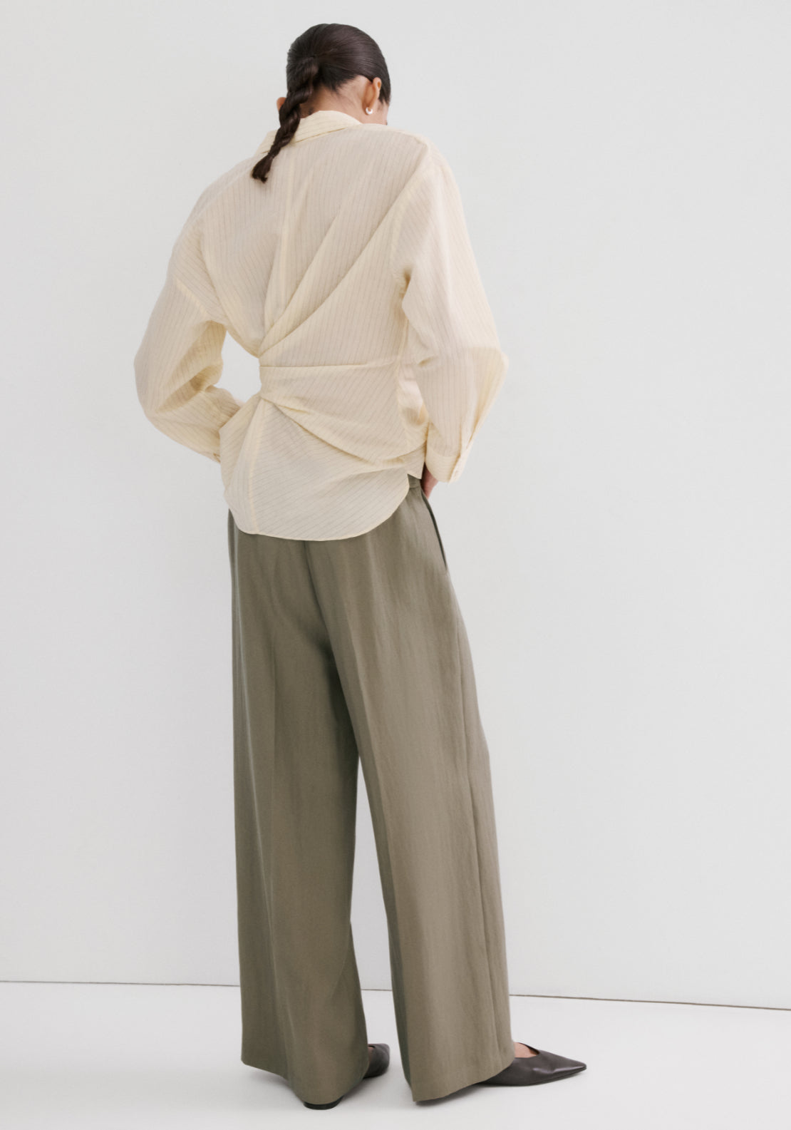 High Waisted Lyocell Pants - Green