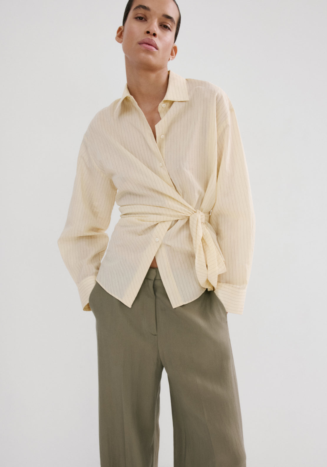 High Waisted Lyocell Pants - Green