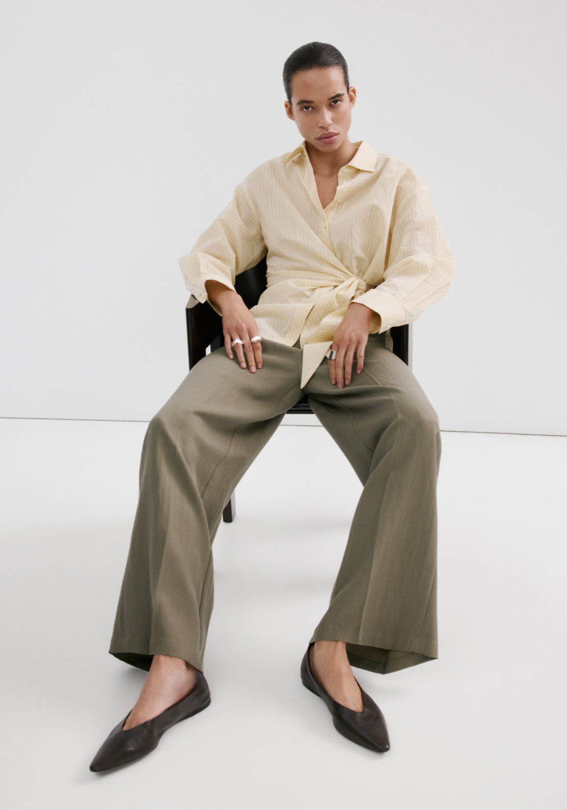 High Waisted Lyocell Pants - Green