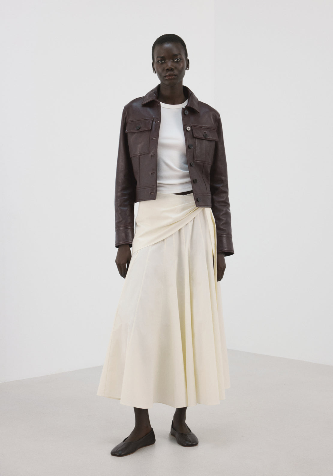 A-Line Skirt With Handkerchief Detail - Cream