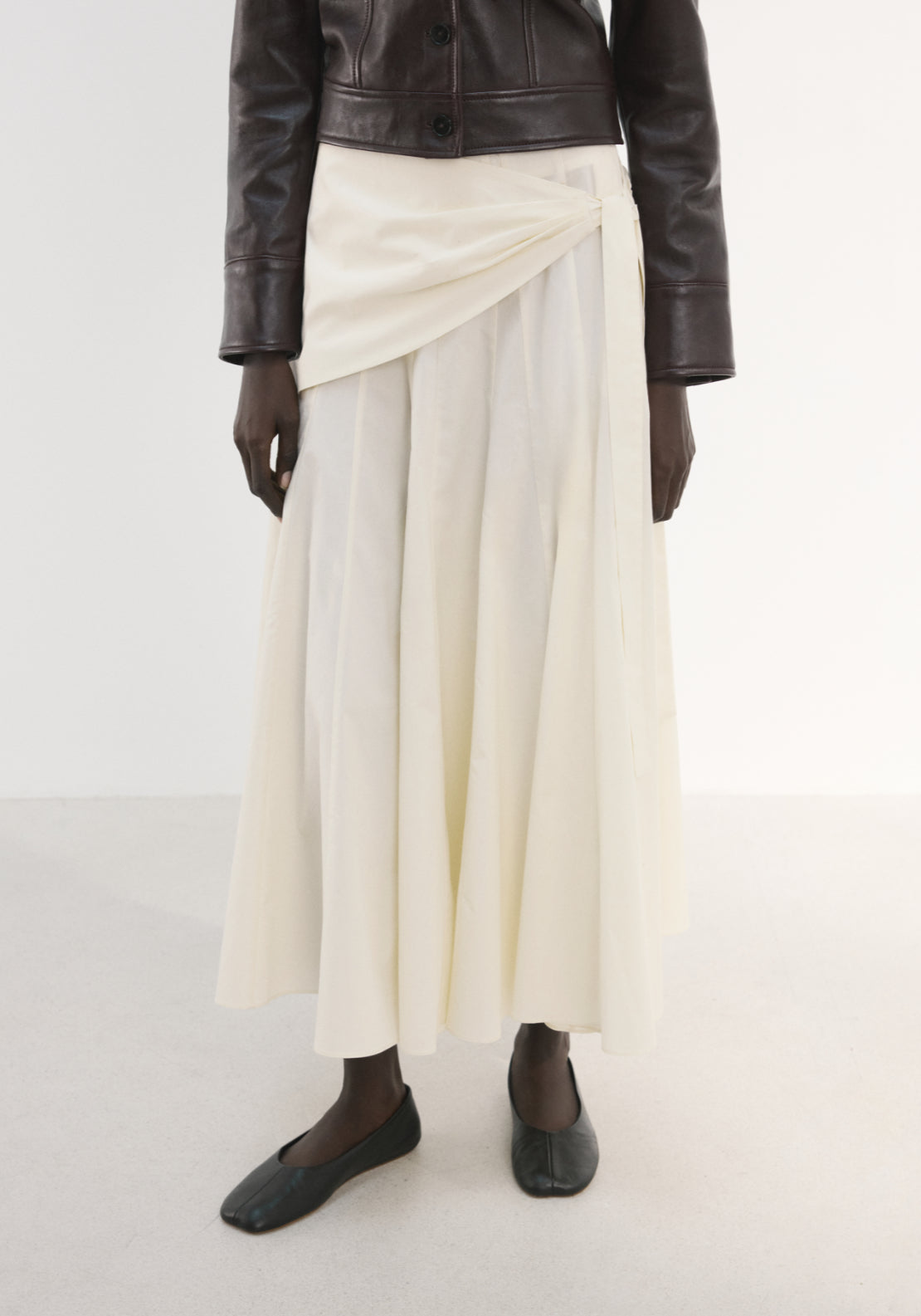 A-Line Skirt With Handkerchief Detail - Cream