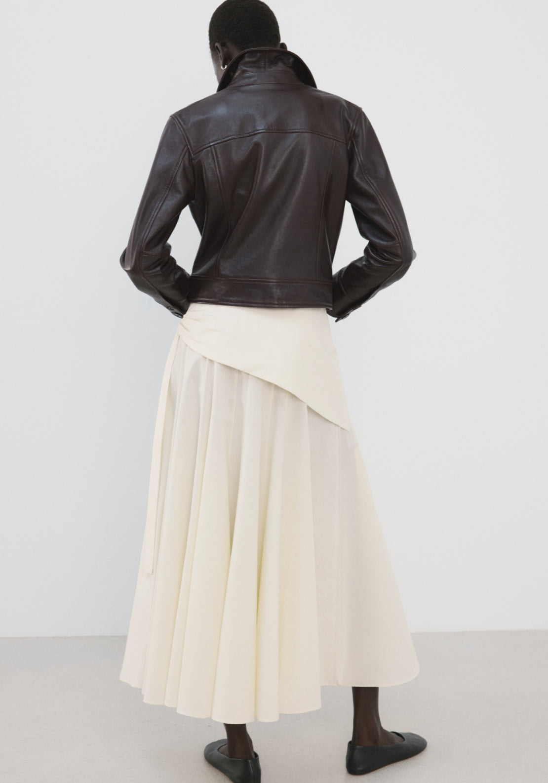A-Line Skirt With Handkerchief Detail - Cream
