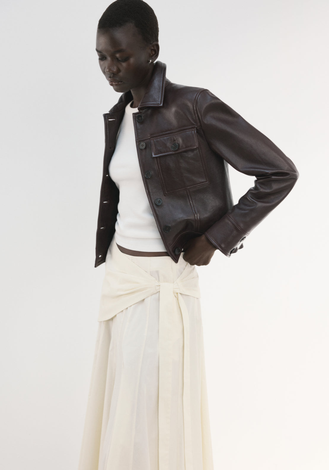 A-Line Skirt With Handkerchief Detail - Cream