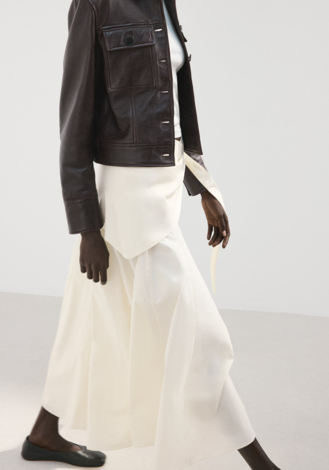 A-Line Skirt With Handkerchief Detail - Cream