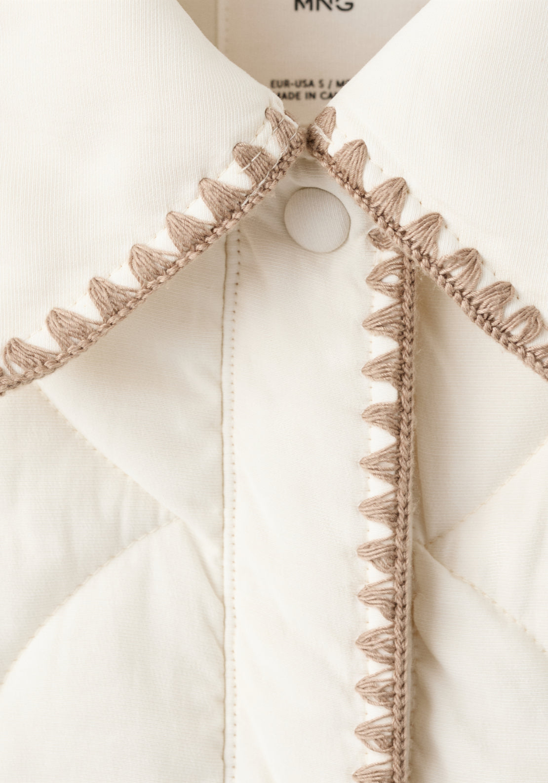 Contrast Piping Quilted Jacket - Cream
