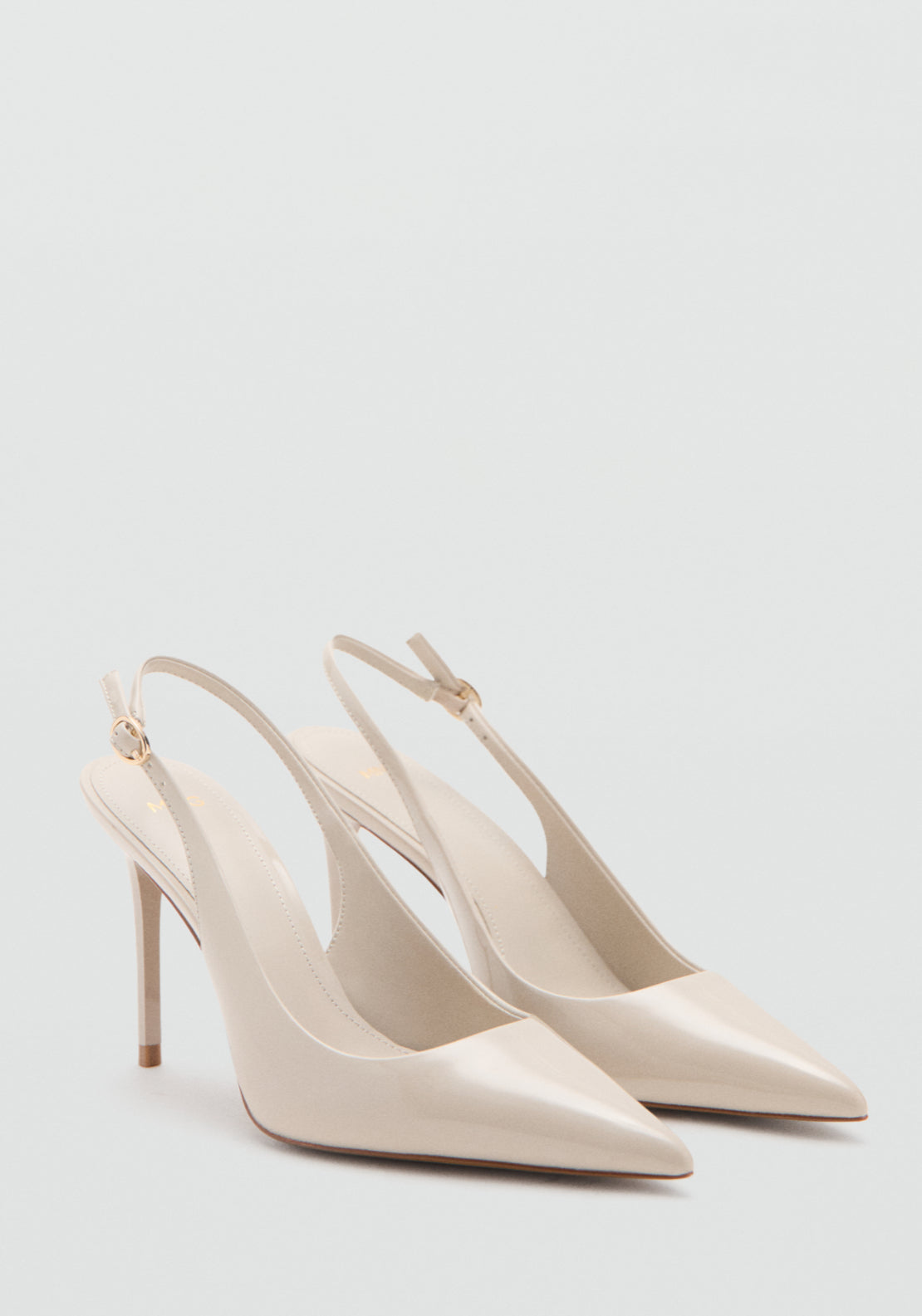 Patent Leather Heel Shoes - Cream