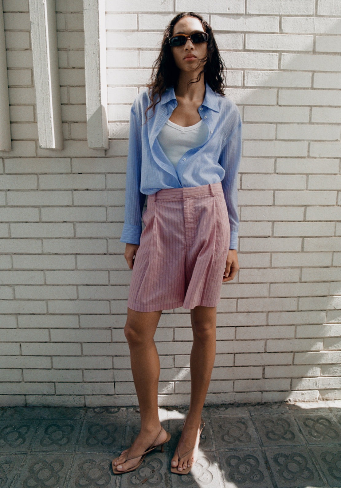 Striped Lyocell Shirt - Blue