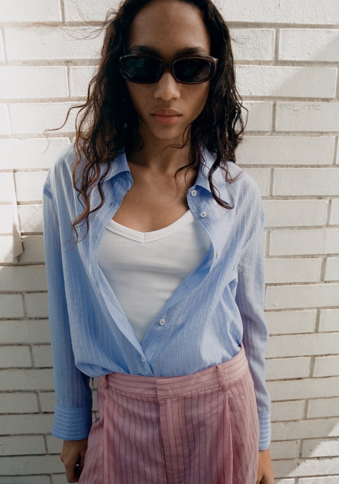 Striped Lyocell Shirt - Blue