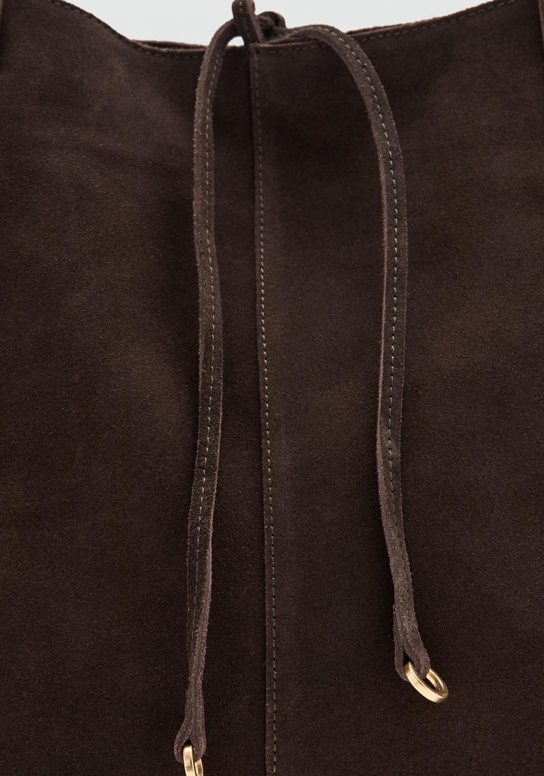 Suede Shopper Bag With Bow Closure - Brown