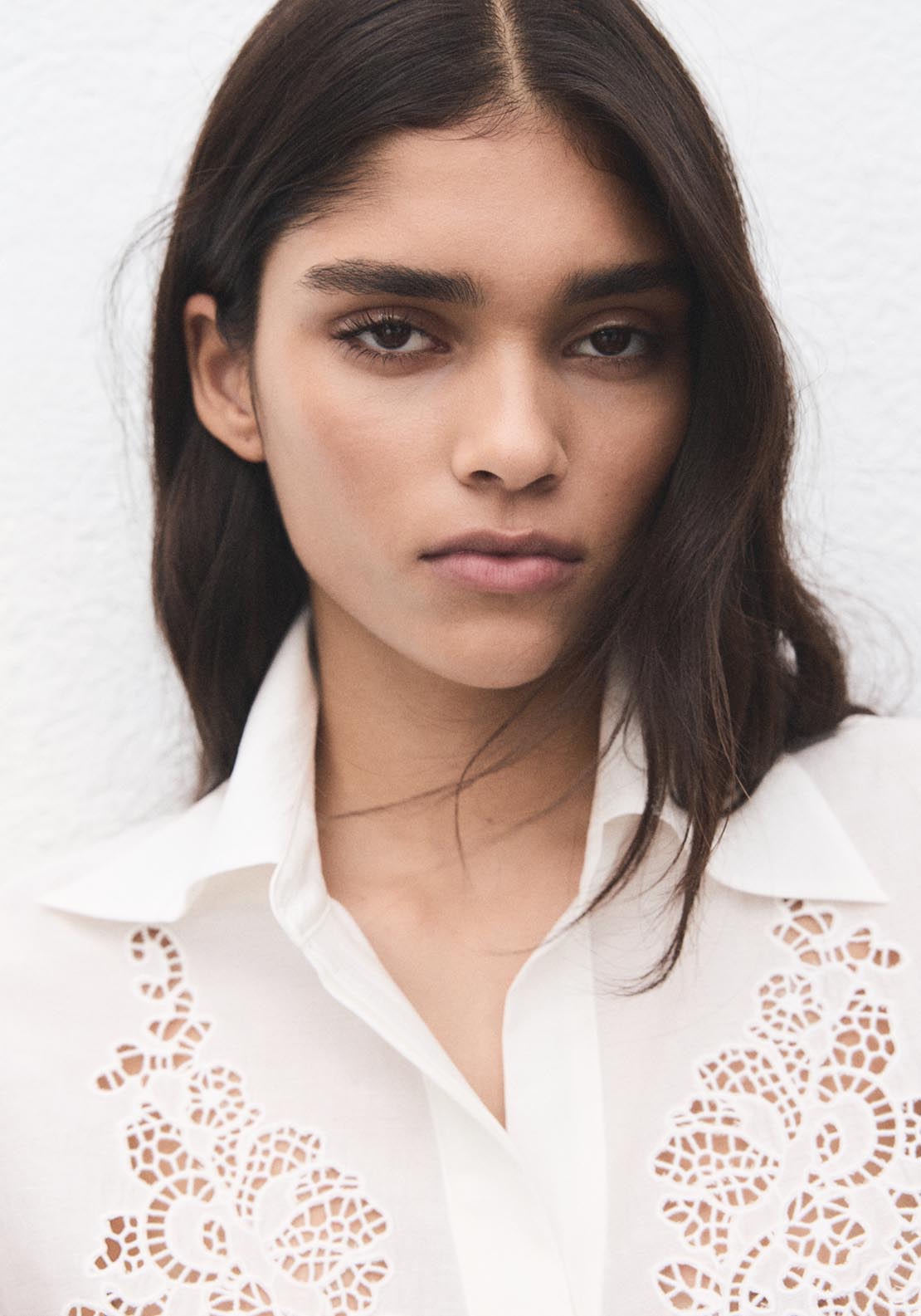 Embroidered Openwork Shirt - Cream