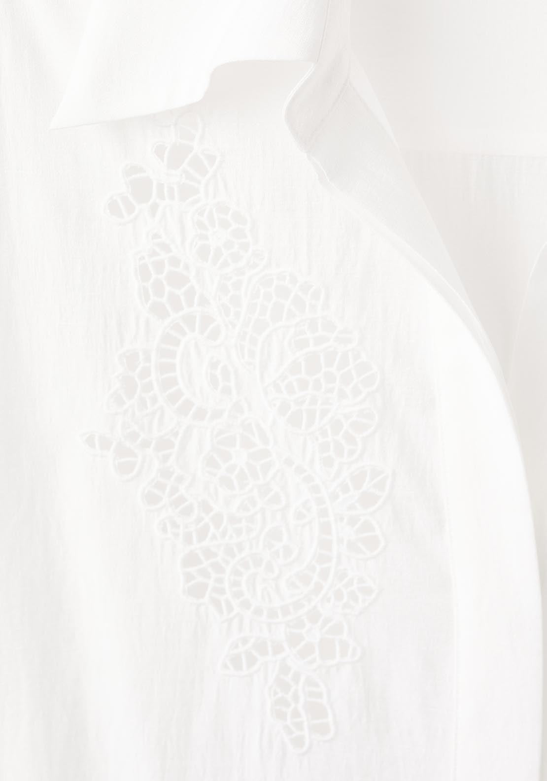Embroidered Openwork Shirt - Cream