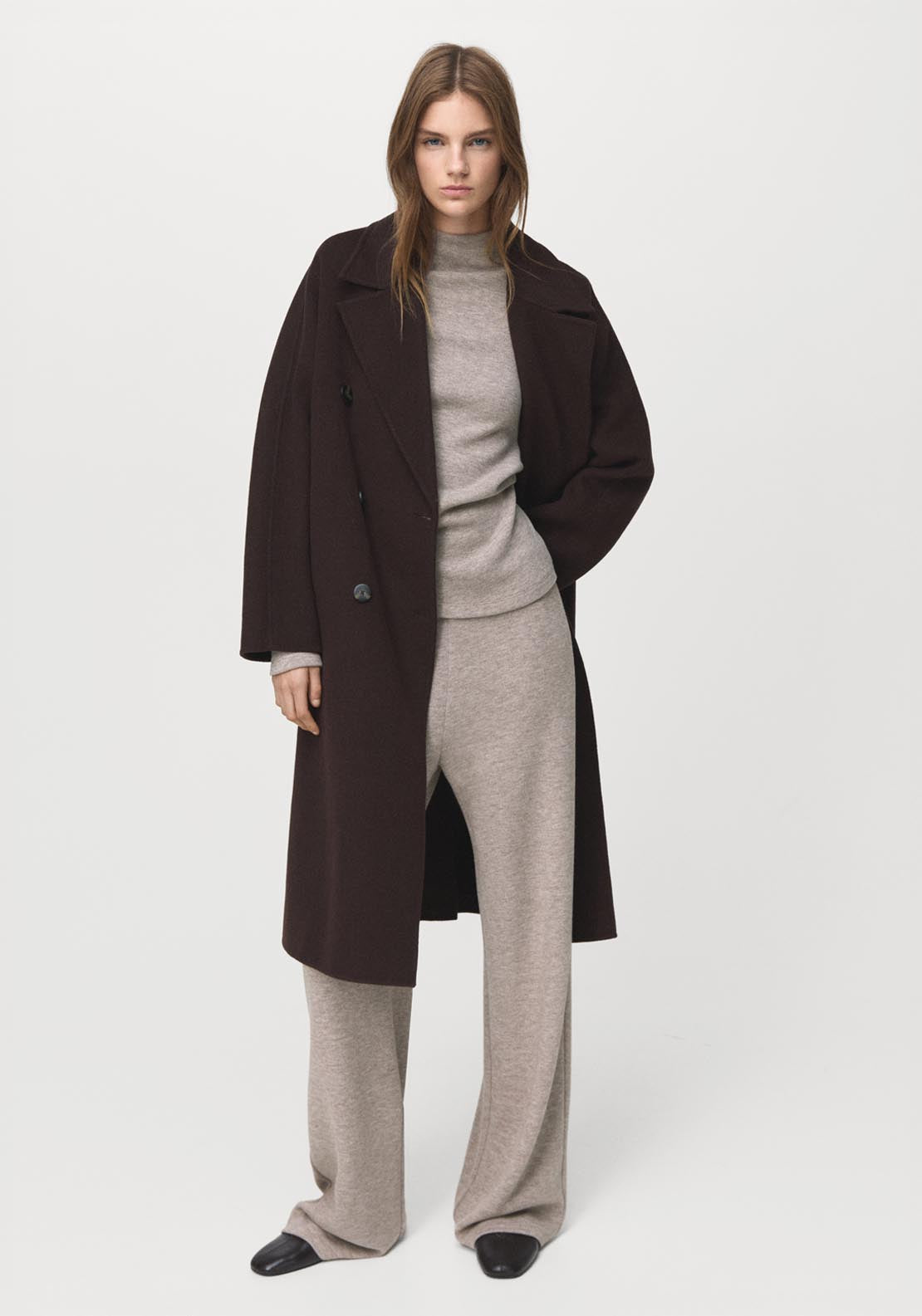 Fine Knit Perkins Neck Sweatshirt - Brown