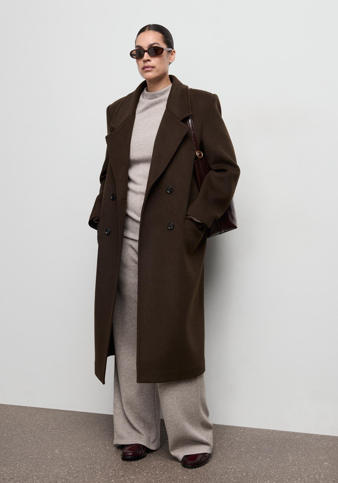 Fine Knit Perkins Neck Sweatshirt - Brown