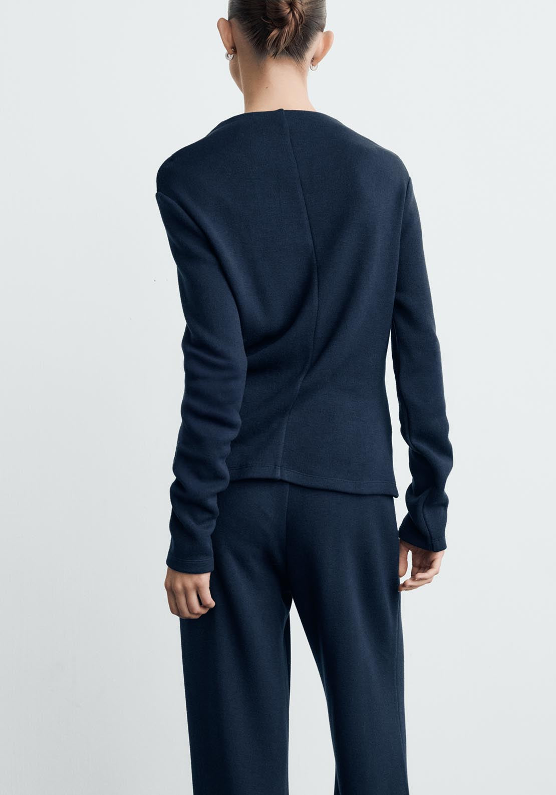 Fine Knit Perkins Neck Sweatshirt - Blue