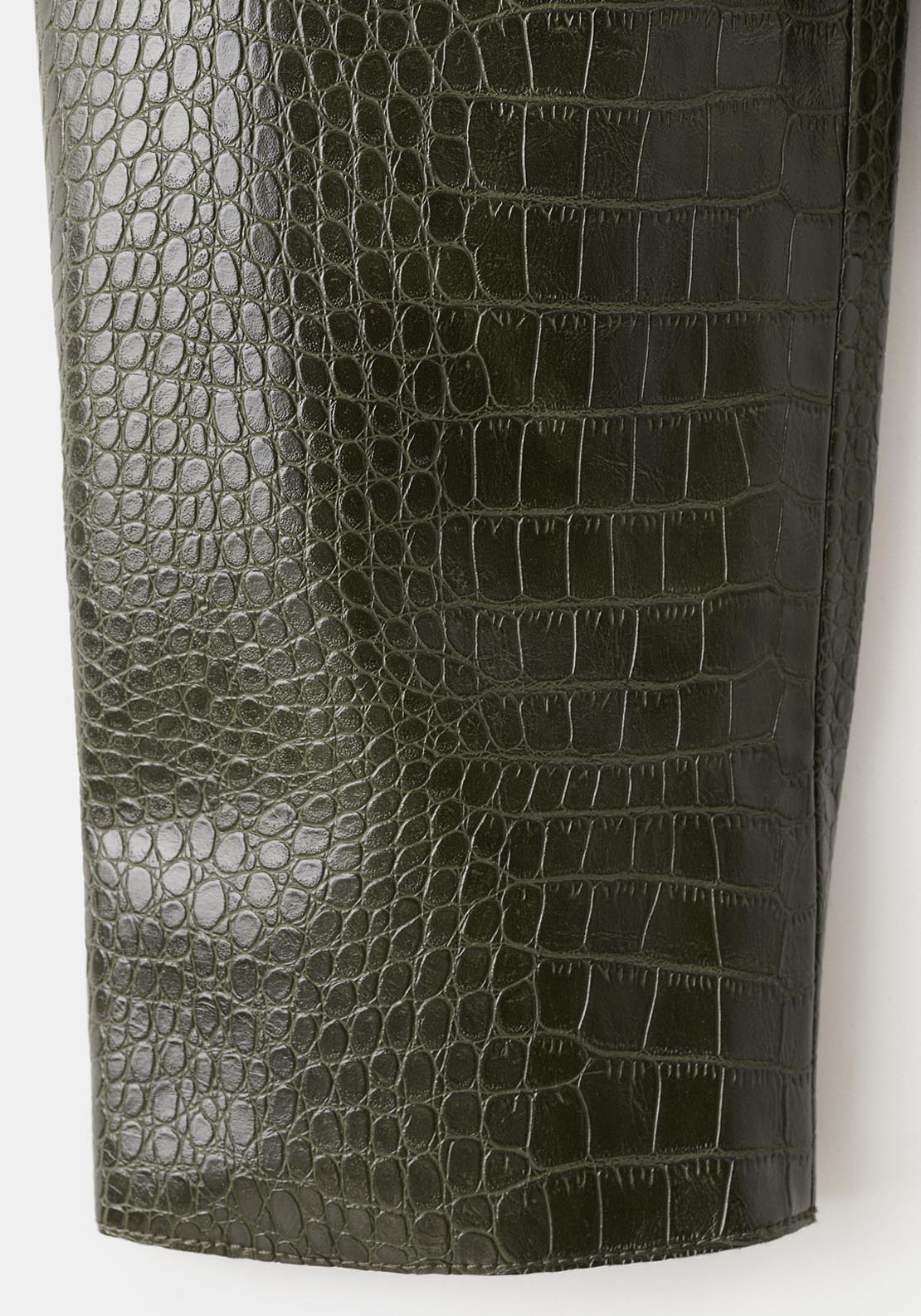 Croc Effect Faux Leather Jacket - Green