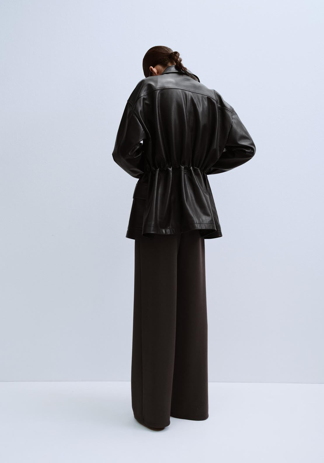 Mango Elastic Waist Straight Fit Trousers - Brown 6 Shaws Department Stores