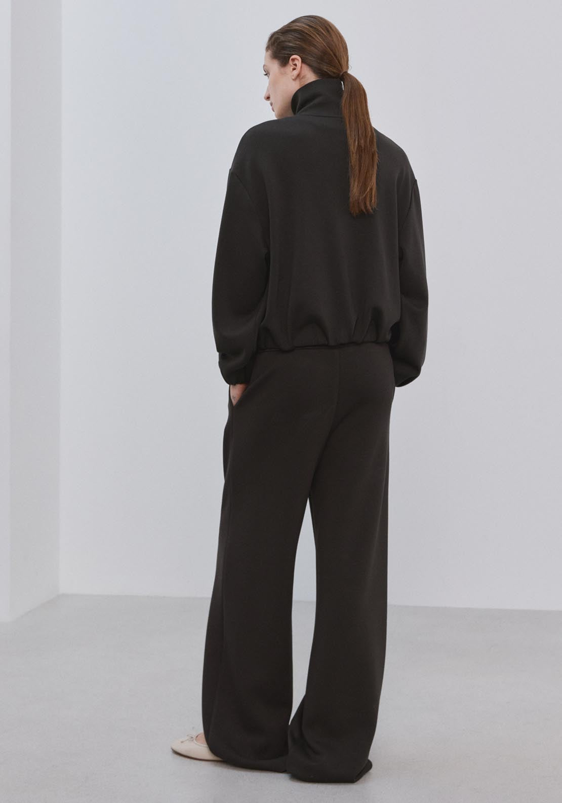 Mango Elastic Waist Straight Fit Trousers - Brown 2 Shaws Department Stores