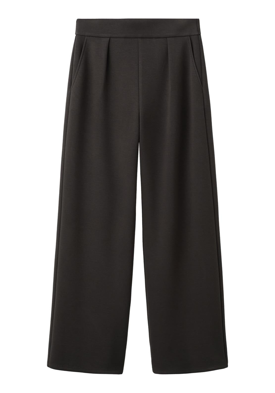 Mango Elastic Waist Straight Fit Trousers - Brown 9 Shaws Department Stores