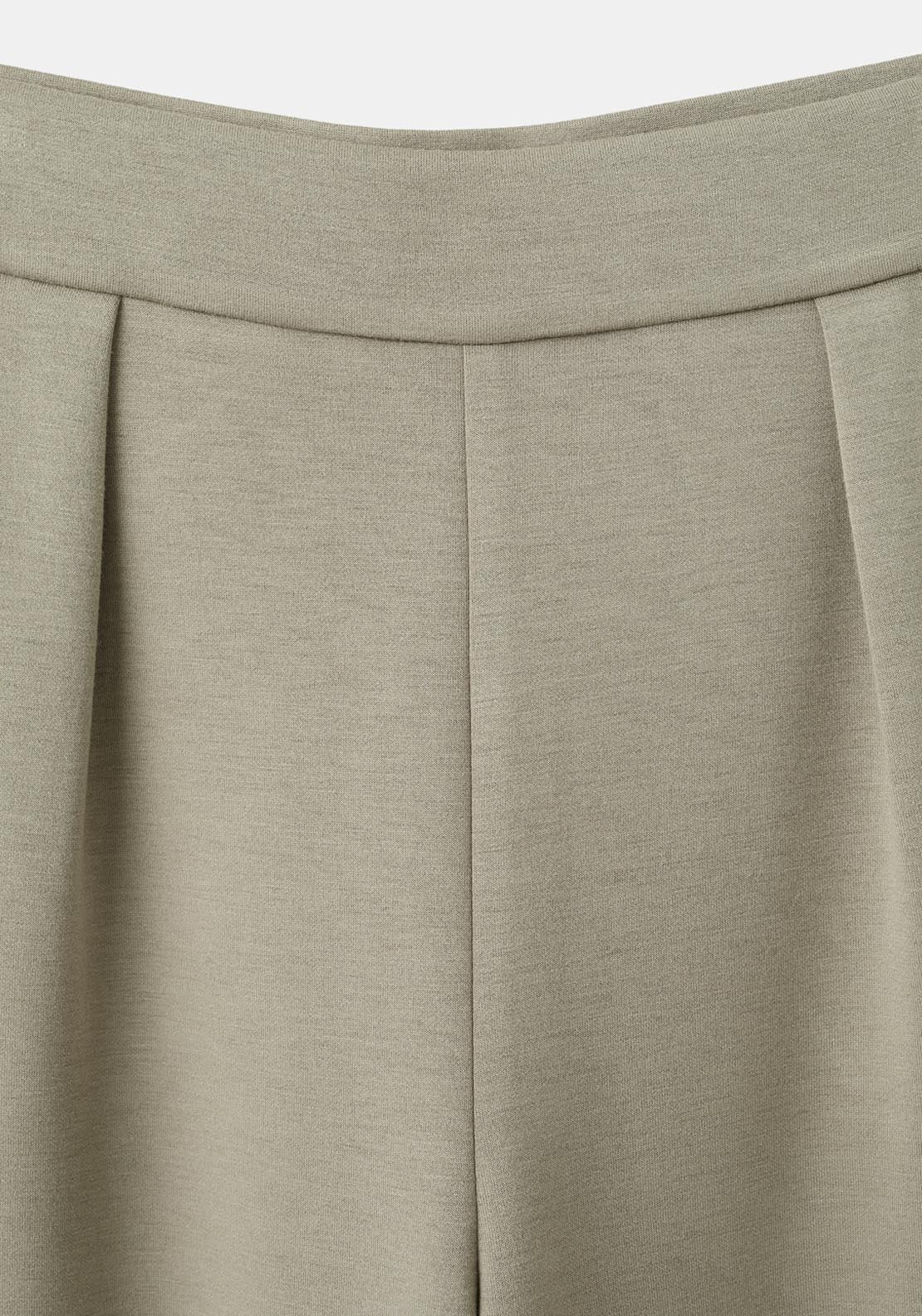 Straight Fit Trousers With Elastic Waist - Green