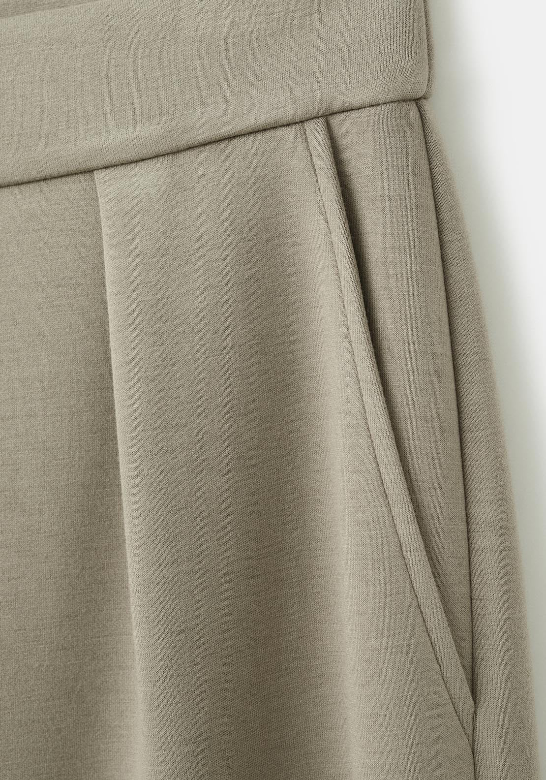 Straight Fit Trousers With Elastic Waist - Green