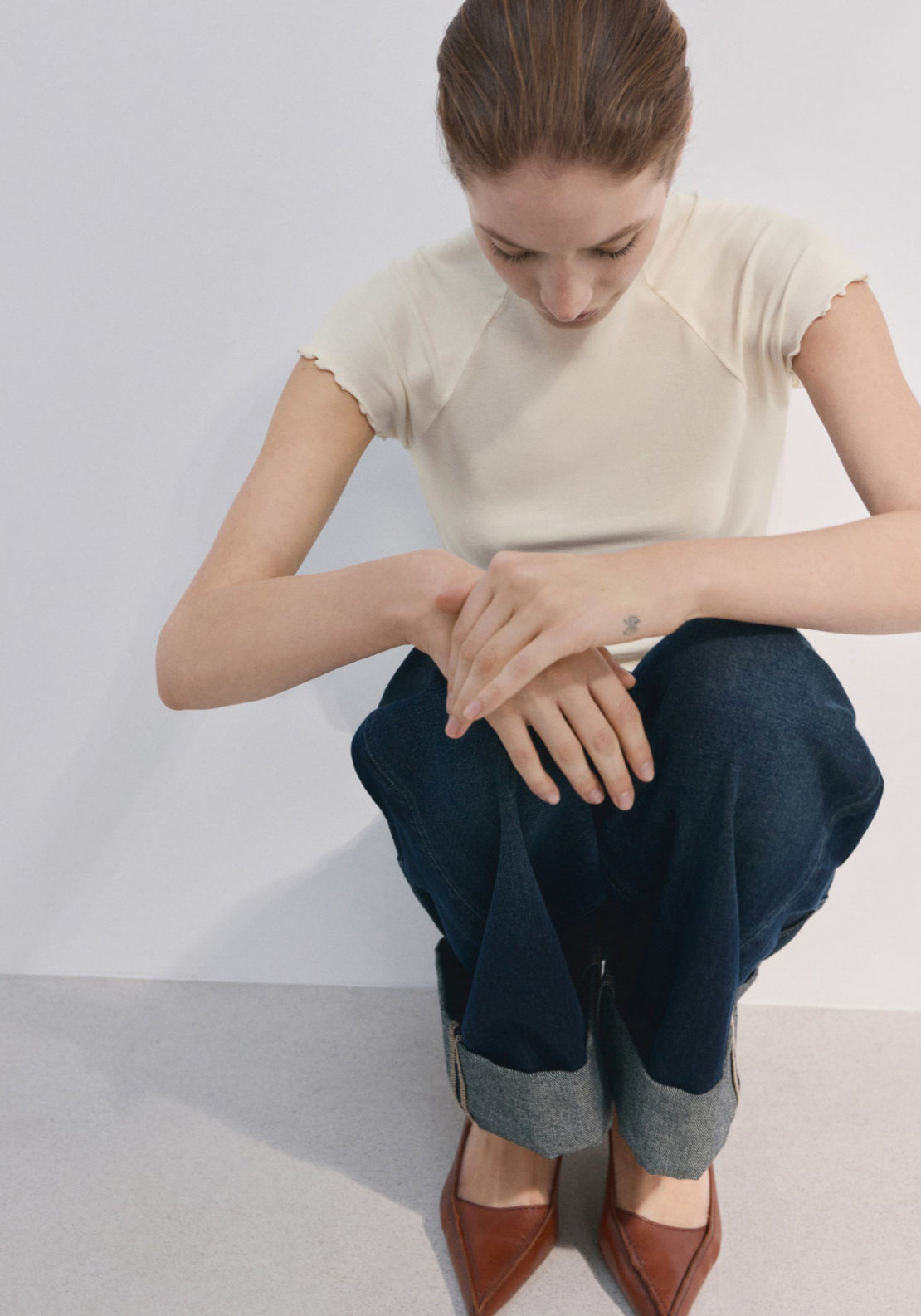 Contrasting T-Shirt - Cream