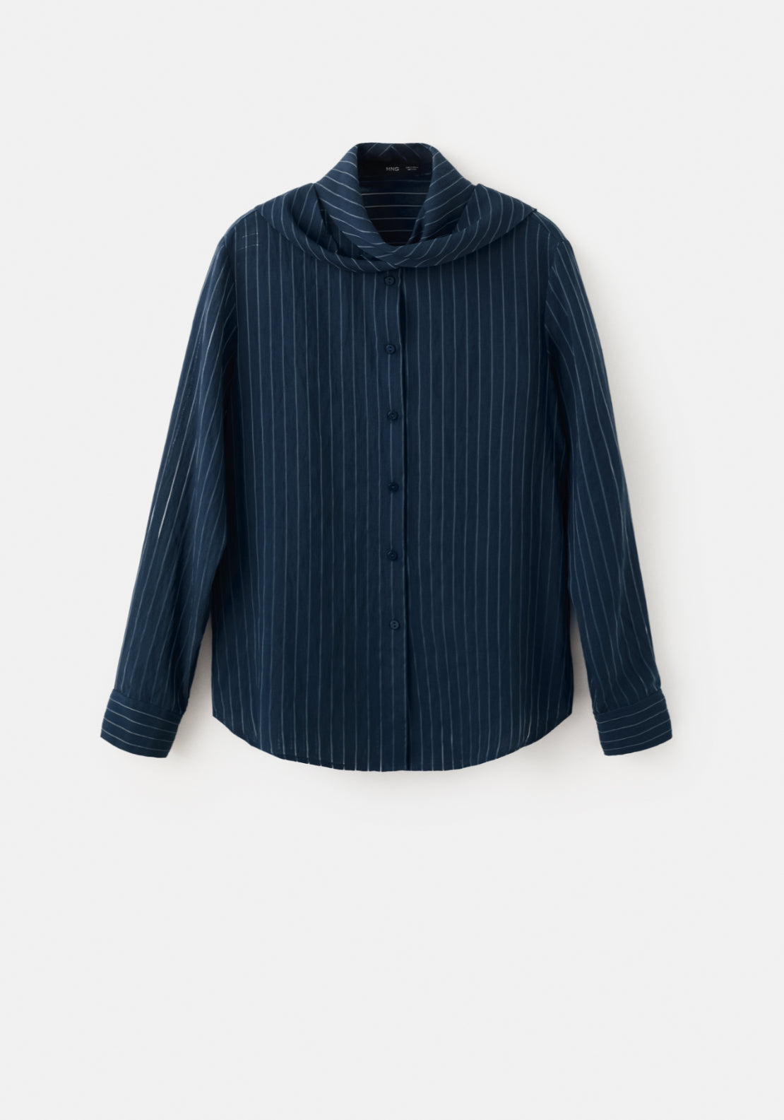 Striped Blouse With Bow Tie Neck - Blue