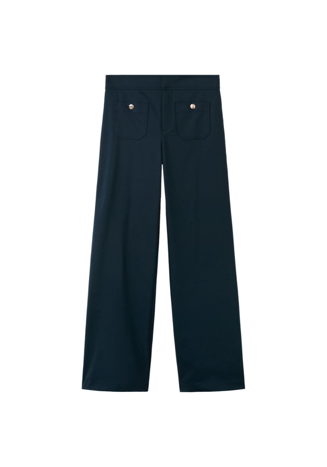 Straight Trousers With Jewel Buttons - Blue