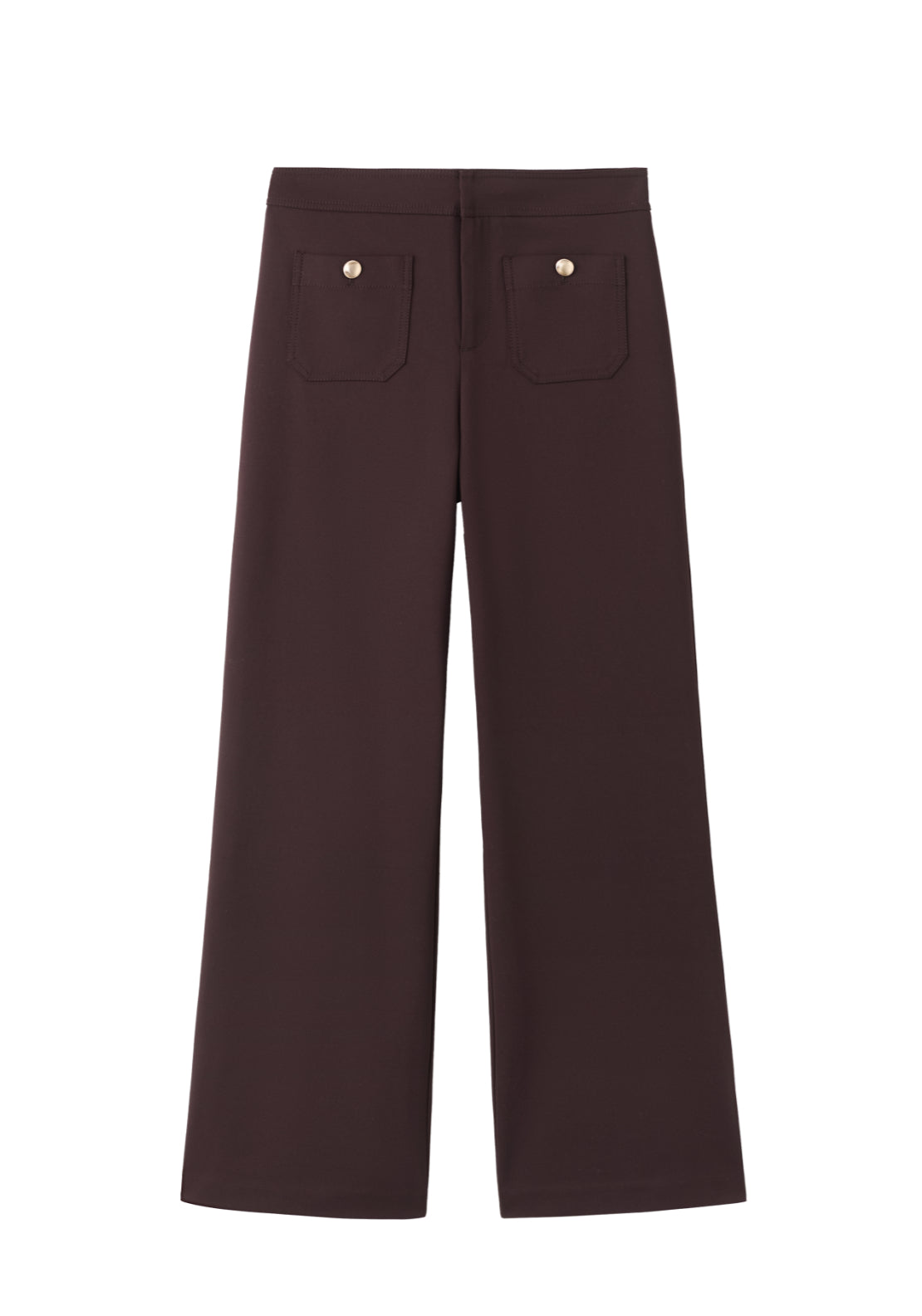 Straight Trousers With Jewel Buttons - Burgundy